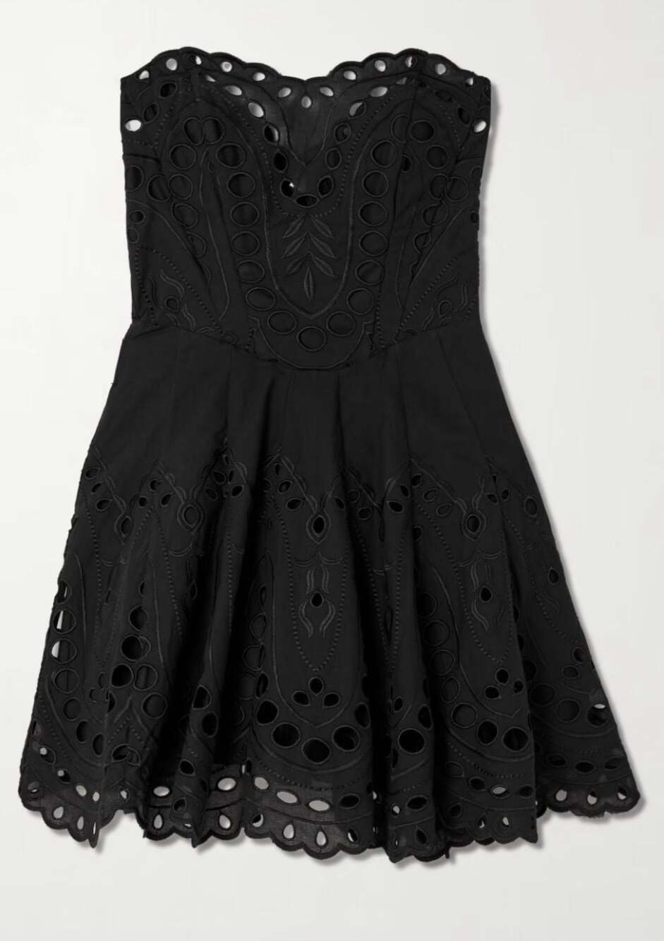 Klesis Black Broderie Anglaise Strapless Mini Dress